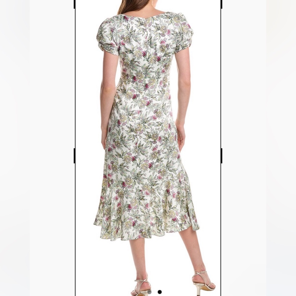 cinq a sept Floral Midi Dress in Green and Pink - Picture 2 of 2